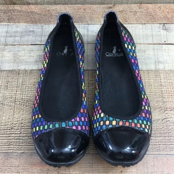 Corkys Black Multicolor Woven Coco Ballet Flats Womens 10 Comfort Slip On Shoes - Picture 3 of 12